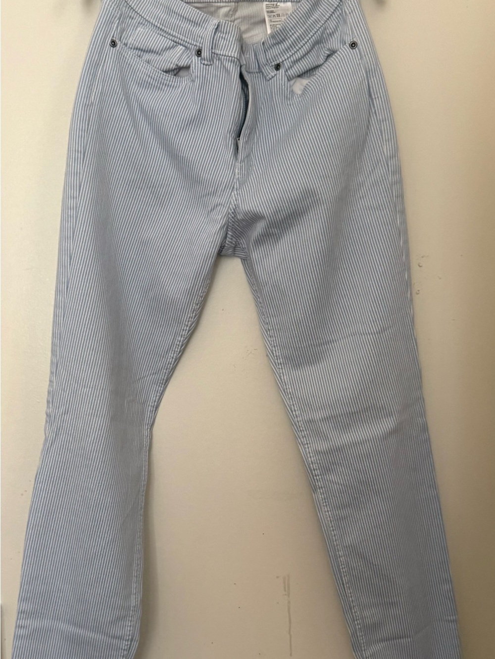 H&M Light Blue Striped Skinny Pants